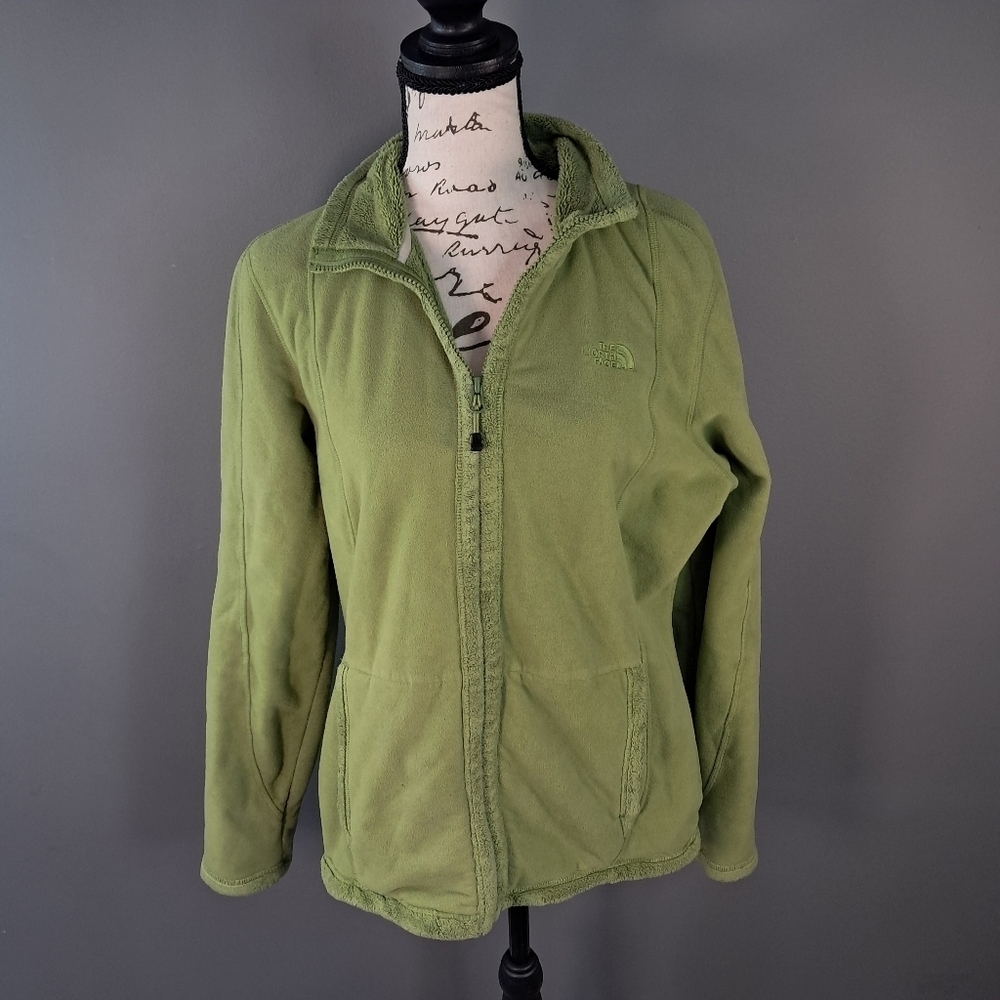The North Face Jacket Womens Size Large Green Sherpa Fleece  Sweatshirt Top